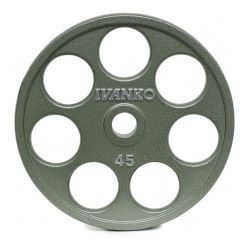 7-Hole Machined Hammertone Gray E-Z Lift Olympic Plate 45 lb