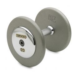 Machined Cast Iron Hammertone Grey Fixed Dumbbells Chrome Steel End Plates 5-100 lb, 5 lb inc