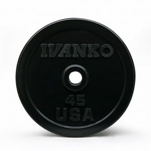 Rubber Encased Weightlifting Olympic Bumper Plate Black 45 lb